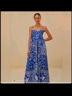 FARM Rio | Dresses | Farm Rio Blue Beauty Bouquet Long Sleeve Maxi Dress  Nwt | Poshmark